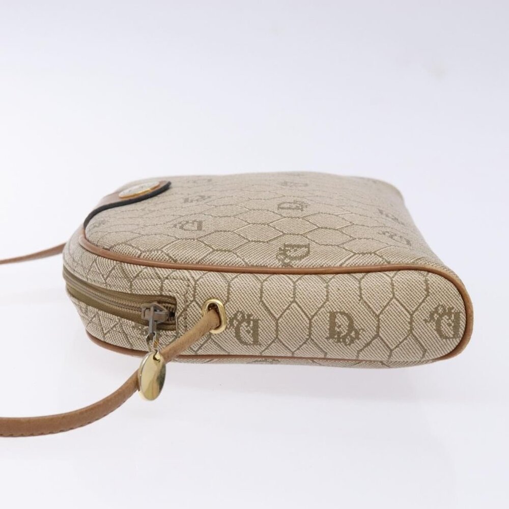 Christian Dior Honeycomb Canvas Shoulder Bag PVC Beige Gold Auth BA5167 - Picture 4 of 16